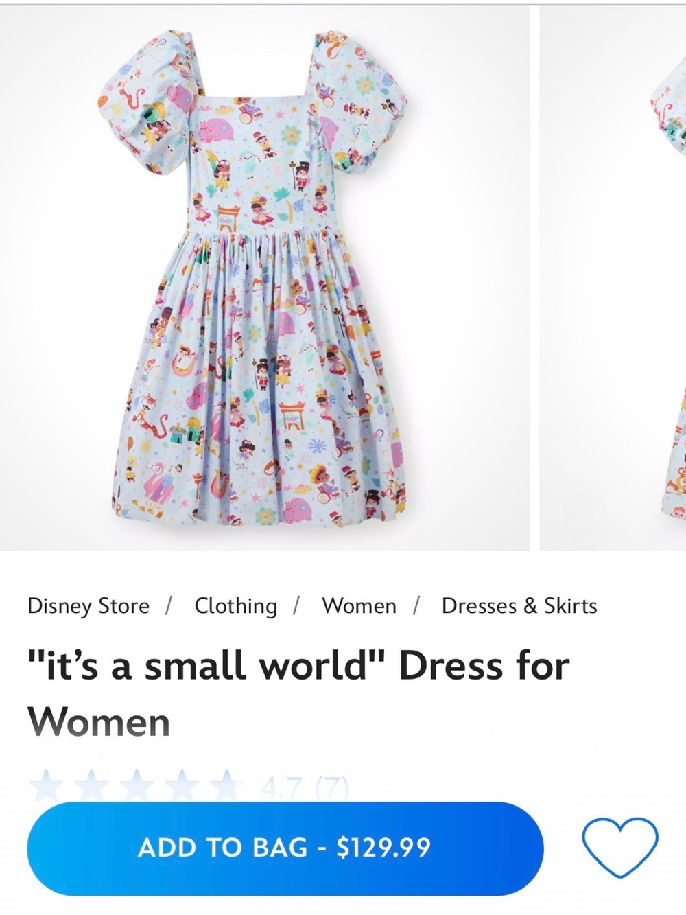 Disney Light Blue 'It's a Small World' Puff Sleeve Kids Dress